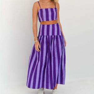 Fancy D Boutique Purple Striped Women's Skirt Set
